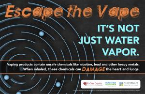 Our Substance Use Disorder work group, chaired by the St. Clair County Drug Prevention Alliance created 3 posters released as part of their Escape the Vape Campaign targeting our communities youth. 